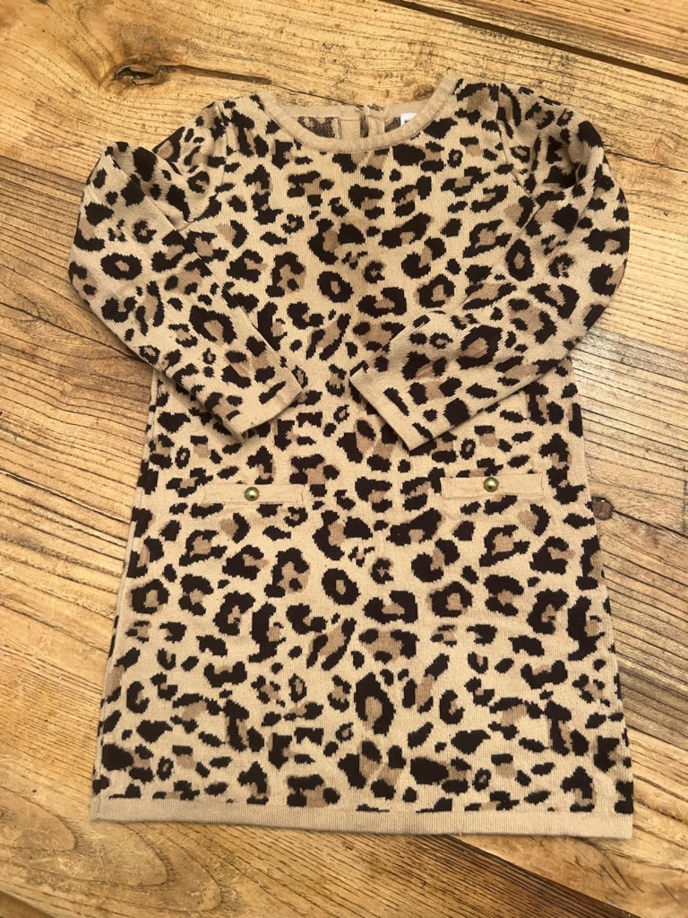 Janie and Jack Girls' Leopard Print Knit Dress - Beige/Brown